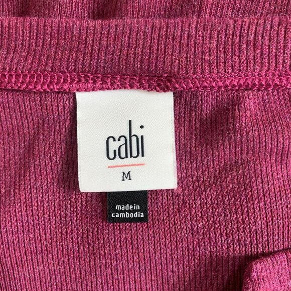 Cabi Maroon Ribbed Long Sleeve Top M Notch Neck Stretchy Basic Layering - Picture 3 of 4